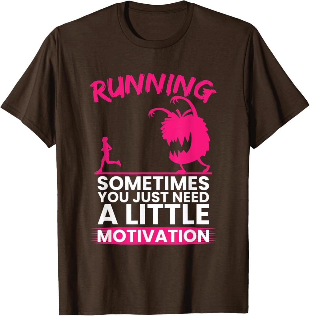 Running Monster Motivation Graphic Print Mens Cotton TShirt Casual Crew Neck Tee
