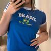 Dames Brasil Rio De Janeiro Ringer T-shirt Brazilië Vlag Slim Fit Top