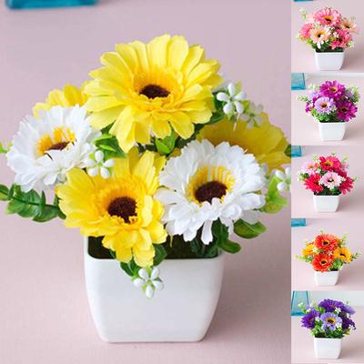 Plastic Outdoor Artificial Flowers Fake Plants In Pot Grass Garden Home Decor