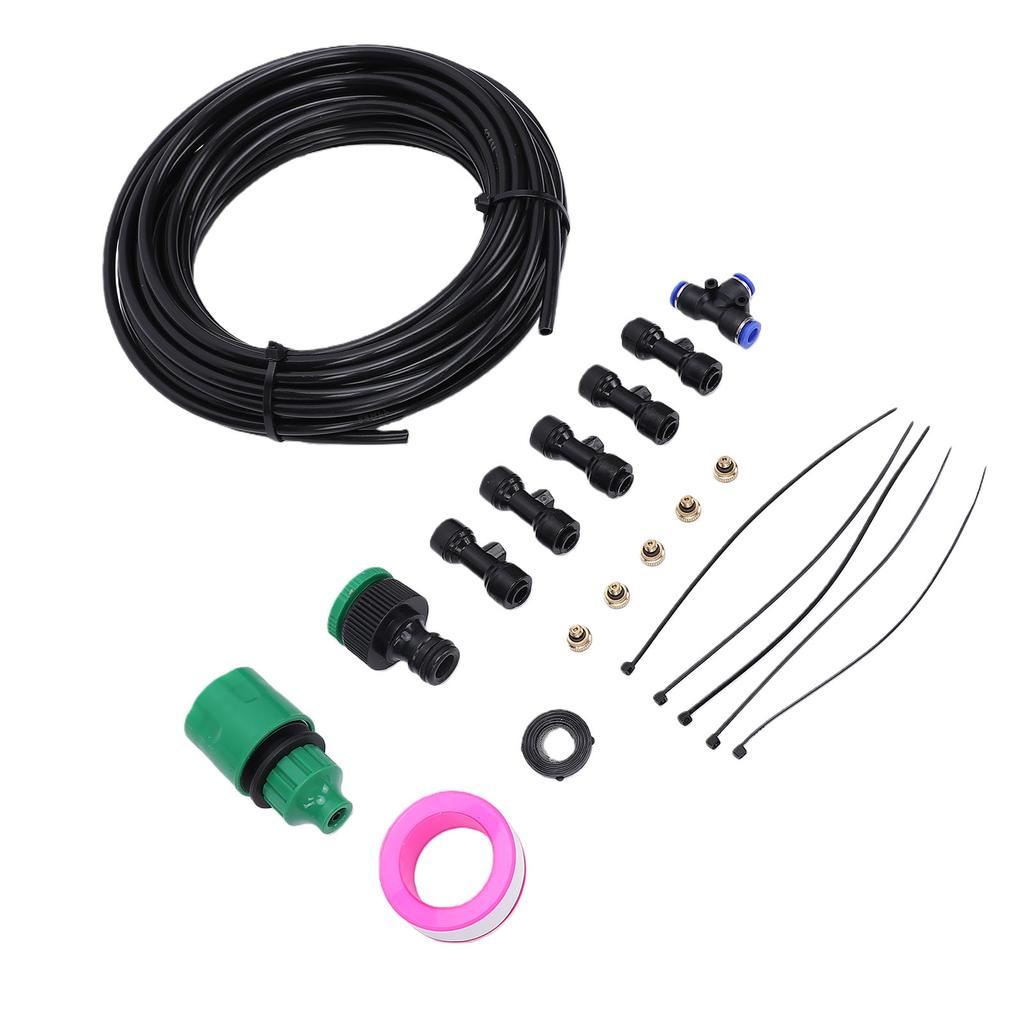 Outdoor Fan Misting Kit Leakproof Misting Cooling System Quick Connect with 5 Nozzles for Patio Backyard Garden