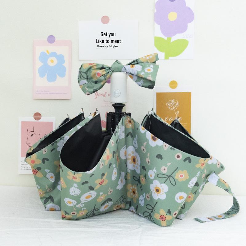 Fully Automatic Artistic Floral Umbrella, Women's Anti-UV Sun Protection, Folding Design