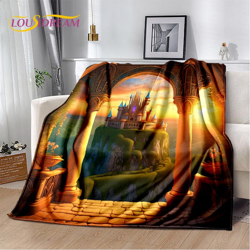 Fairyland Fairy Tale Castle Mysterious Gothic Dream Cartoon Soft Blanket,Soft Throw Blanket for Home Bedroom Bed Sofa Child Gift