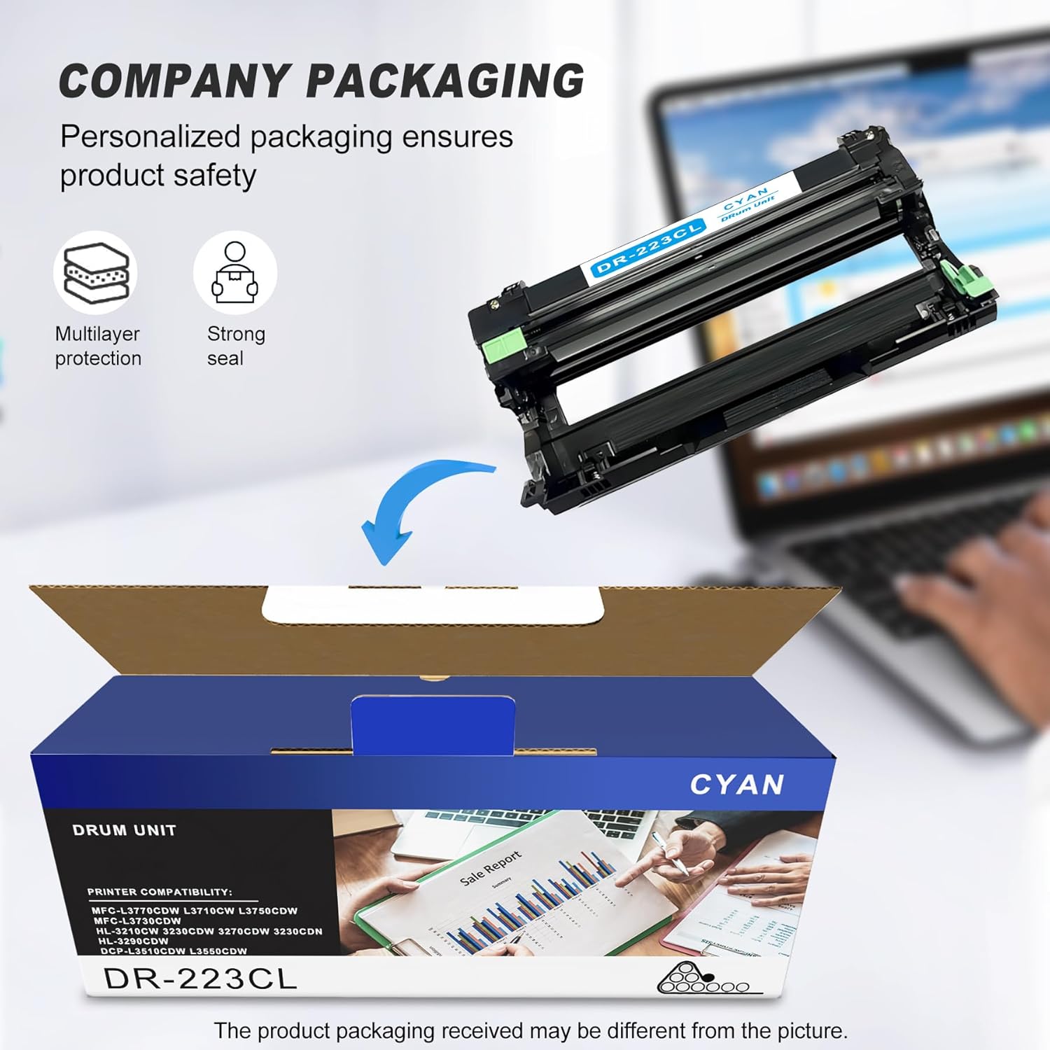 

Упаковка из 1 голубого драм-юнита DR223CL, замена с повышенным ресурсом для Brother MFC-L3770CDW L3710CW HL-3210CW 3230CDW DCP-L3510CDW L3550CDW (с чипом) принтер