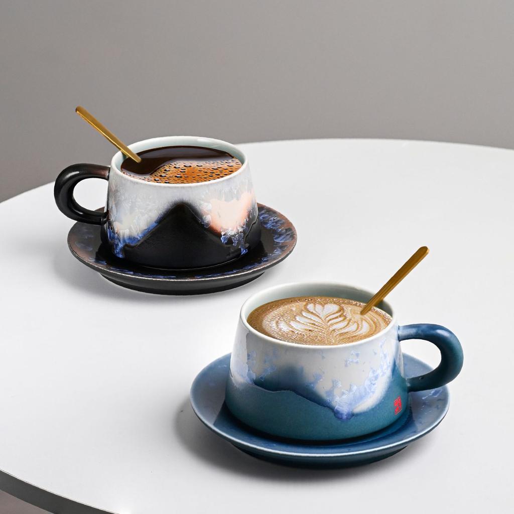 High-End Cultural And Creative Jianshan Crystal Glaze Coffee Cup Set With Bottom Support Spoon Ceramic Tea Cup Business Gift Gift Box