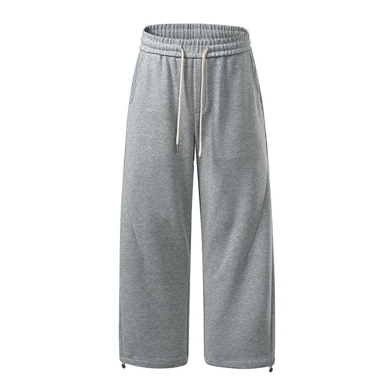 Retro trendy brand elastic waist sweatpants men's spring new loose wide-leg straight casual pants men