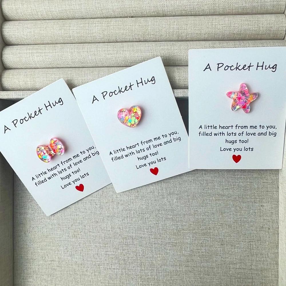 Glitter Pentagram heart-shaped resin gift bottle Refrigerator sticker Decorated DIY pocket Hug holiday card