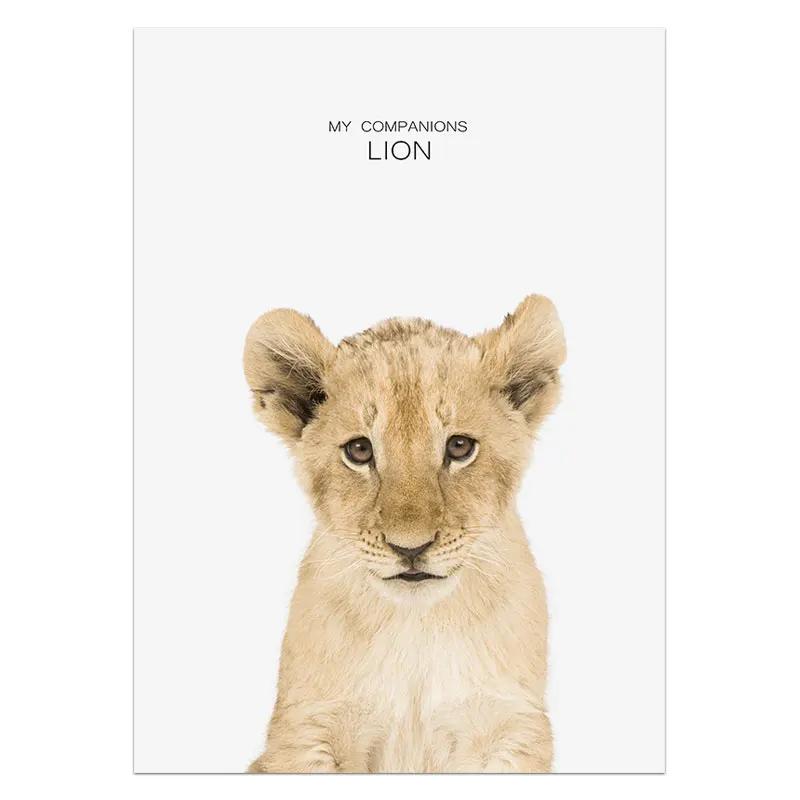 Postere și imprimeuri cu animale Iepure Girafă Porc Panda Leu Pictură pe pânză Artă de perete pentru pepinieră Imagine nordică Decorare cameră pentru copii