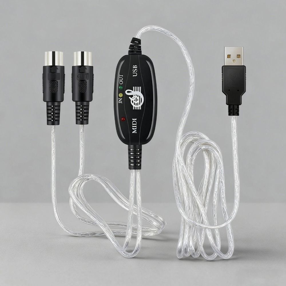 Portable MIDI to USB Converter 5 Pin MIDI Adapter Cable Durable MIDI Interface Cable