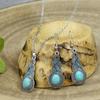 Vintage National Turquoise Necklaces Bohemian Versatile Temperament Exaggerated Rare Turquoise Pendant Necklaces Earrings Set
