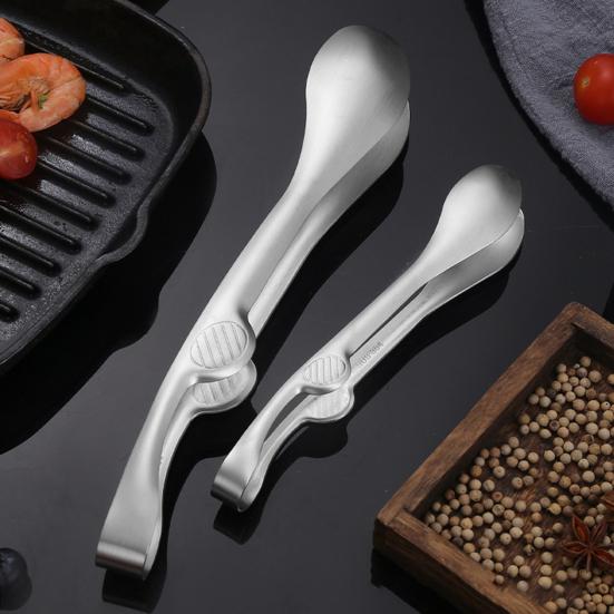 Stainless Steel Serving Tongs with BBQ Buffet Food Non-Slip Grip Heavy-Duty Clips Heat-Resistant Rust-Proof Kitchen Utensils