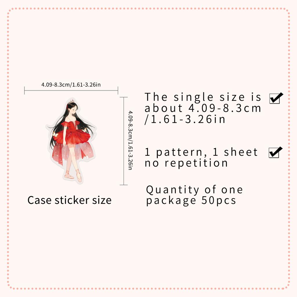50Pcs/Set Sweet Ballet Girls Series 02 PET Clear Stickers Waterproof DIY Fashion Doodle Decals Stickers