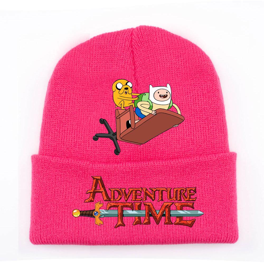 Adventure Time Cartoon Print Acrylic Knit Hat Winter Warm Unisex Beanie For Adults Teens