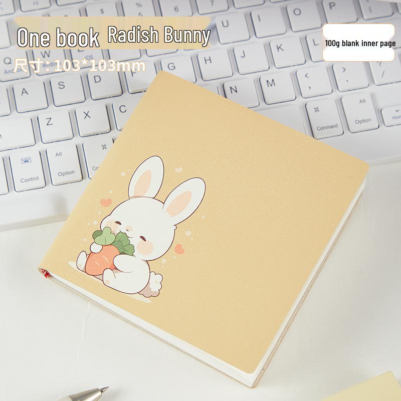 Stylish Cartoon Stamp Mini Notebook: Cute, High-Value, Simple Square Pocket Journal
