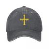 Spain Asturias Flag Baseball Cap Retro Distressed Denim Victory Cross Snapback Hat Unisex Women Outdoor Summer Caps Hat