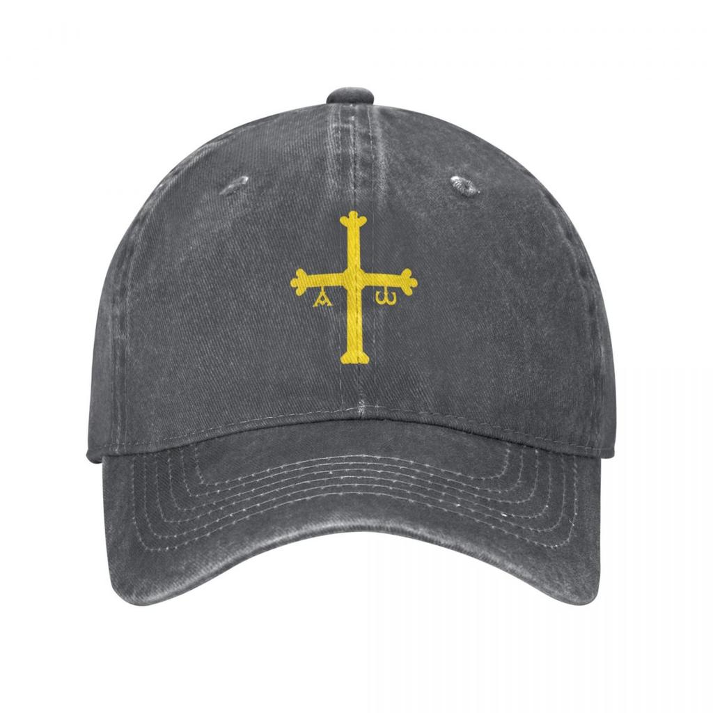 Spain Asturias Flag Baseball Cap Retro Distressed Denim Victory Cross Snapback Hat Unisex Women Outdoor Summer Caps Hat