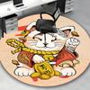 1pc Anime Cat with Gold Coin Round Carpet - Office Chair Mat, Non-Slip Rug for Home Decor, Seasonal Gift, Suitable for Office, Living Room, Bedroom, G