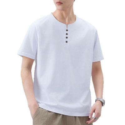 Herrenmode Vielseitiger Kragen Locker V-Ausschnitt Kurzarm T-Shirt Sommer Locker Halbarm T-Shirt