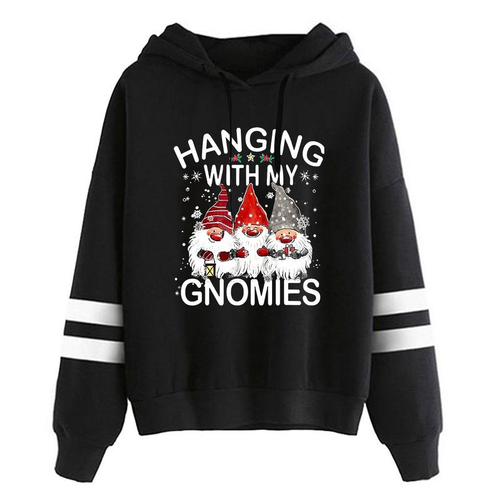 Women's Fashion Leisure Christmas Party Printed Long Sleeve Hooded Pullover Top