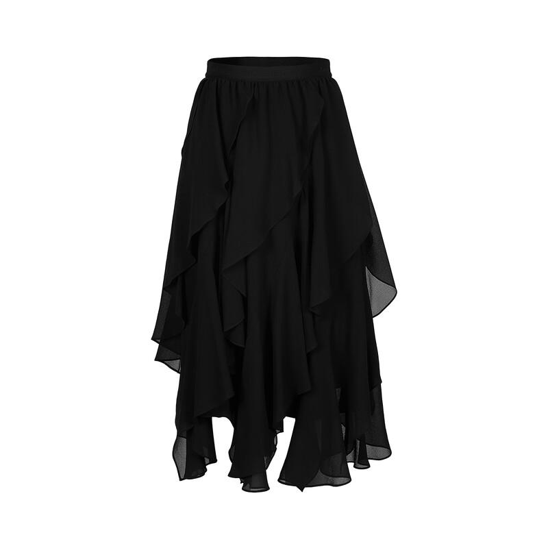 Women s Layered Chiffon A-Line Midi Skirt L
