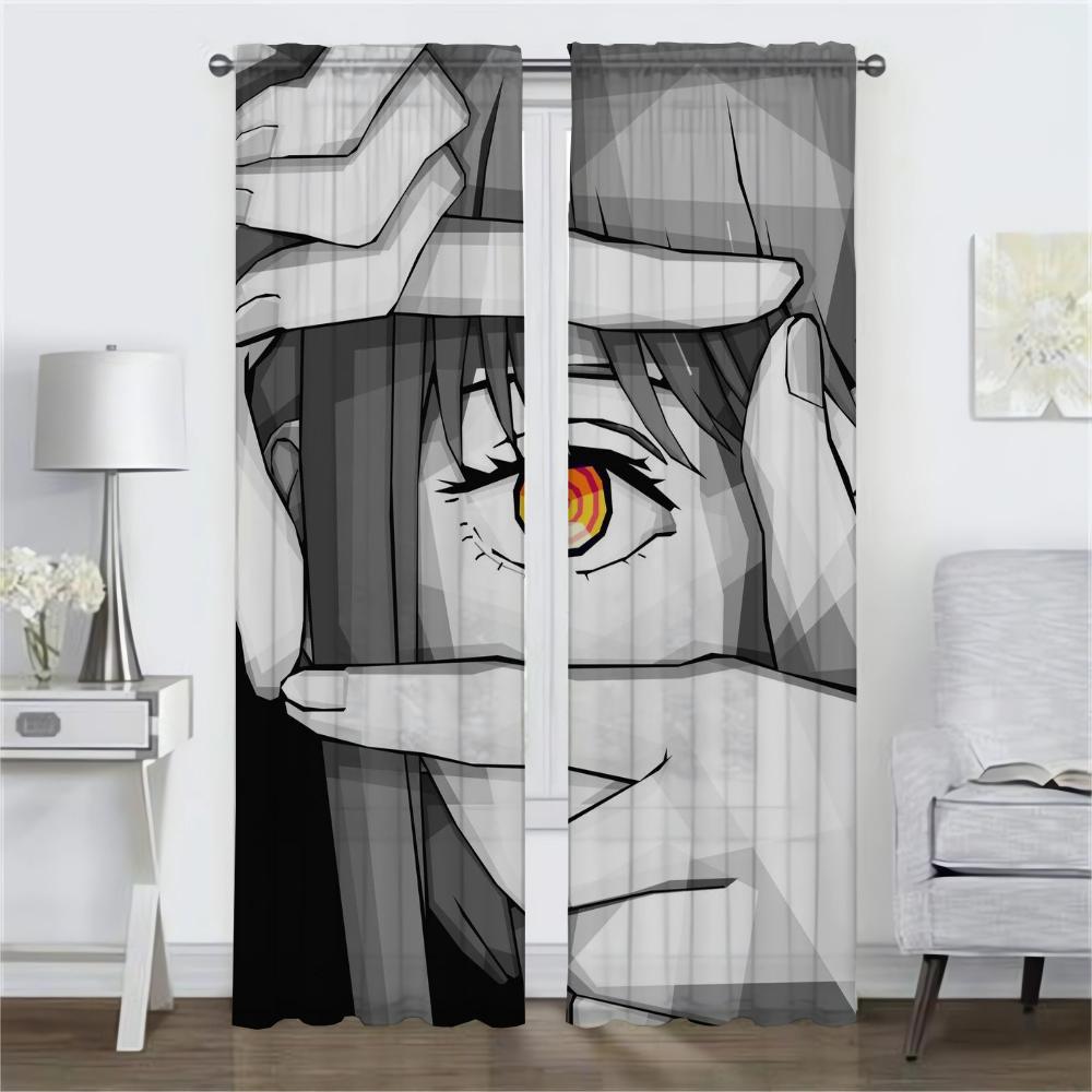 Shades Chainsaw Girl Blackout Curtains for Living Room Curtain Halloween Decoration Home Interior Curtains 2 Pieces Partition