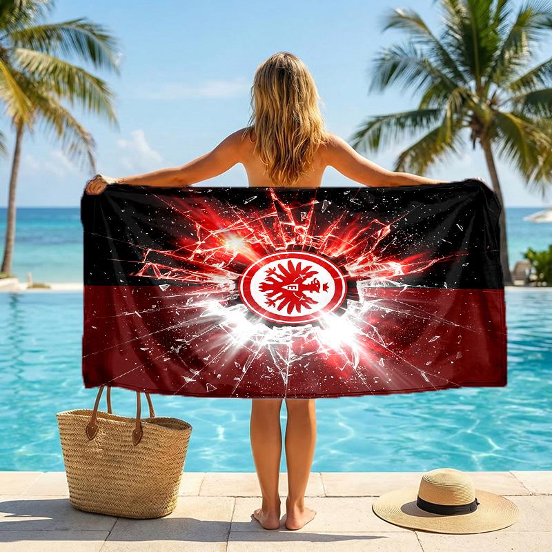 Asciugamano da Spiaggia Calcio Eintracht Frankfurt Morbido Microfibra Asciugamano Estivo Asciugatura Rapida Assorbente per Spiaggia Piscina Viaggio