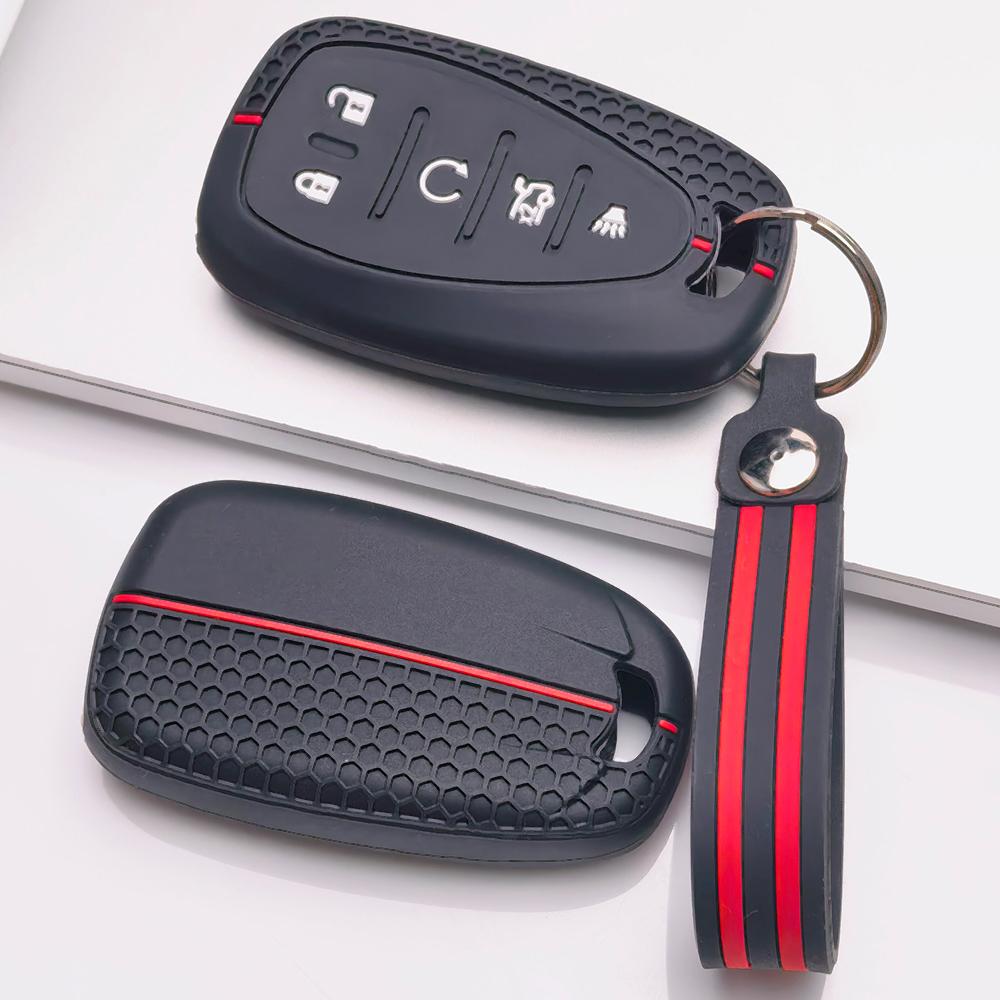 Key Fob Cover for Chevrolet Equinox Malibu Impala Cruze Camaro Traverse Blazer Silverado with Keychain Anti-Scratch Surface Shockproof Structure