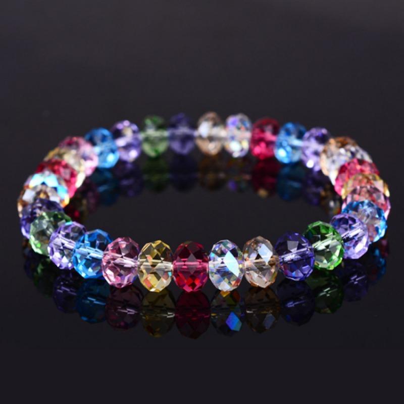 Square imitation crystal chain bead bracelet Bohemian style glass crystal bracelet Simple and sweet bracelet jewelry