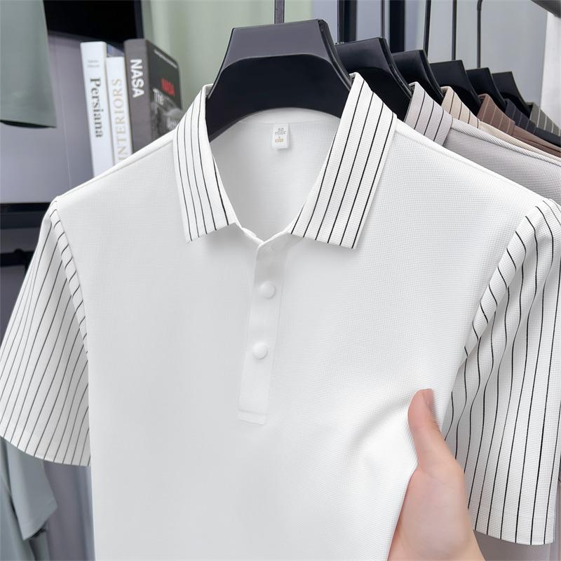 Men s Lapel Collar Versatile Short Sleeve T-Shirt Summer Trendy Fashion Casual T-Shirt M