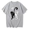 Unisexs Black White Cat Print Tshirt Summer Fashion Casual Tops For Unisex Streetwear Harajuku Oneck Short Sleeve Tops Tshirts