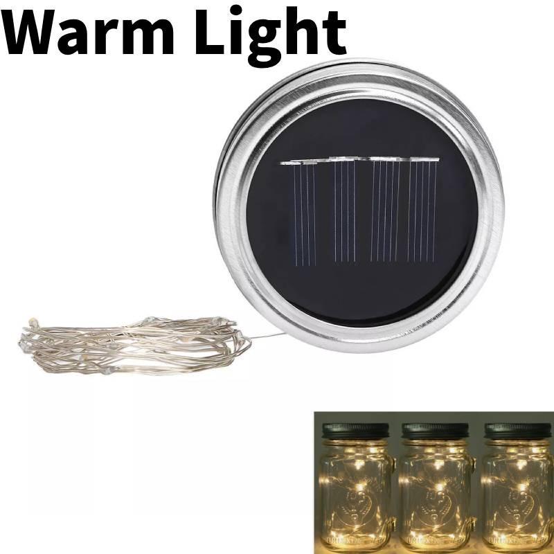 Güneş Enerjili Kavanoz Kapağı İpli Işıklar Su Geçirmez Dış Mekan Pilli Dekoratif Peri Işıkları