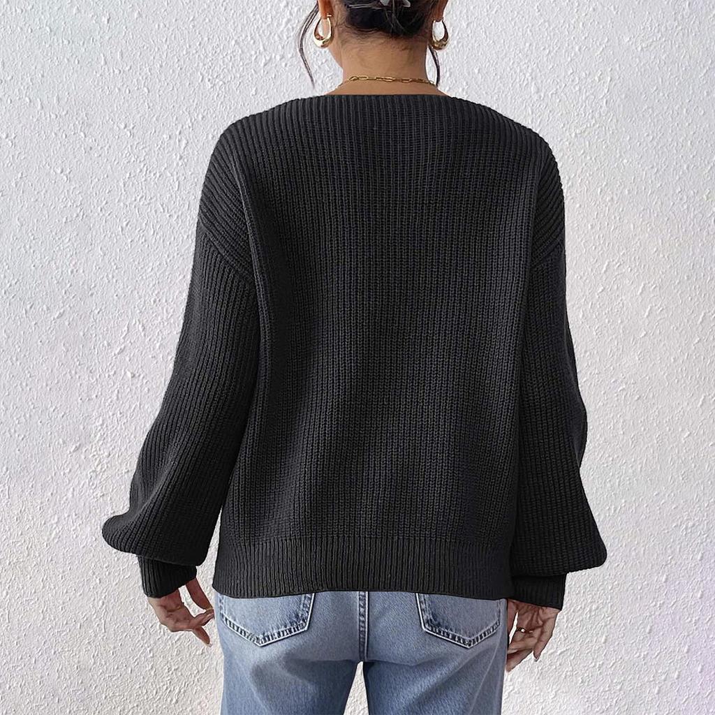 Women's Ribbon Bow Decorated Knitted Pullover