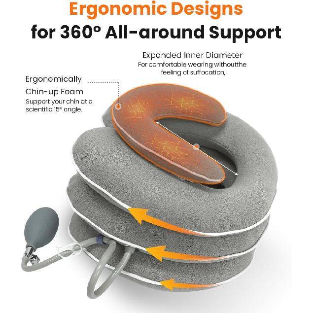 Boyunluklu Boyun Germe Aleti, Servikal Traksiyon Boyun Cihazı, Boyun Rahatlatma Aleti, Ayarlanabilir Şişirilebilir Servikal Brace, Ev Kullanımı Boyun Dekompresyonu Yeni