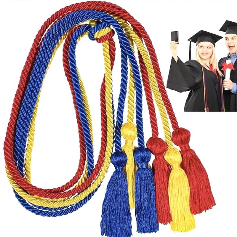 170CM Graduation Honor Cord Double Fringe Tassels Long Rope for Academic Ceremony Student Outfit Party Accessory