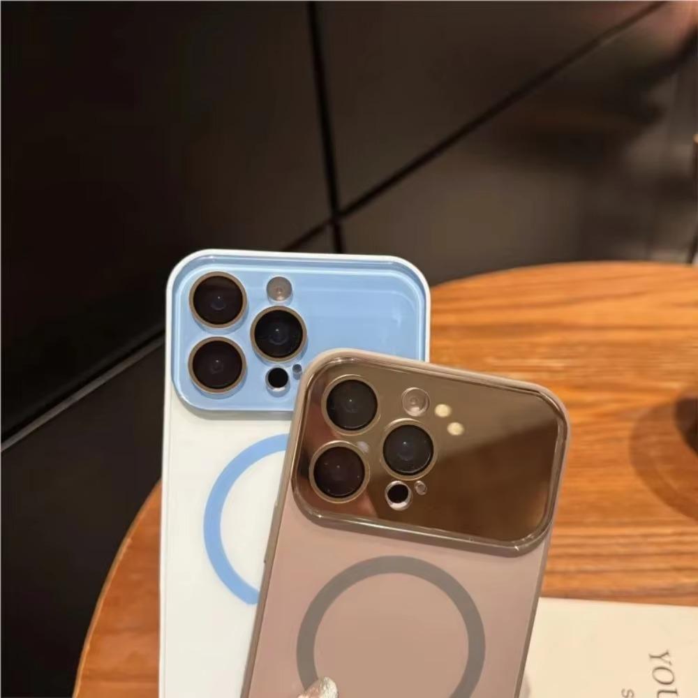 Luxury Matte Glass Lens Camera Protector Phone Case for IPhone 17 Pro Max 17Air 16 15 14 13 12 Magnetic Wireless Charger Cover