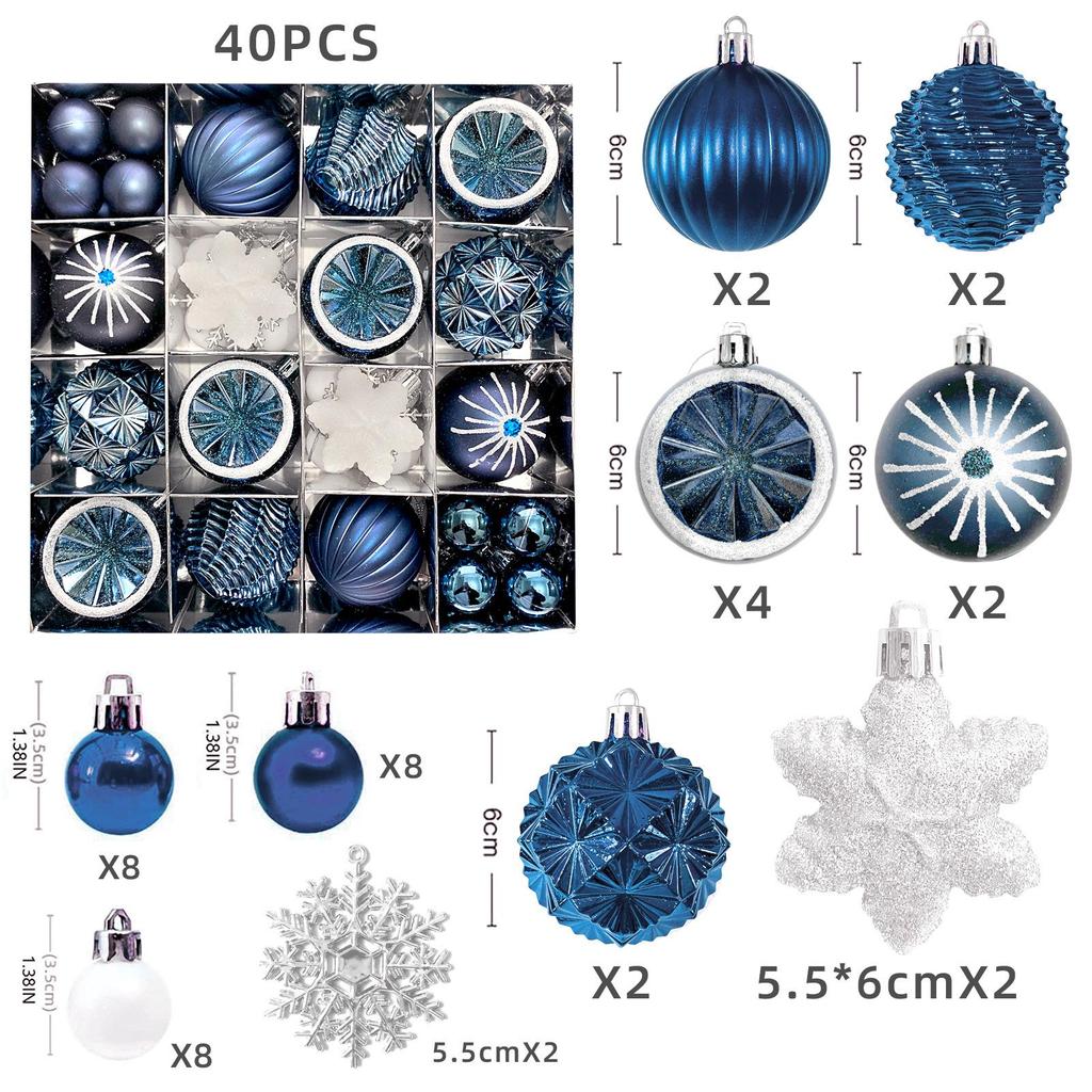 6cm Electroplated Shiny Irregular Christmas Tree Ball Set