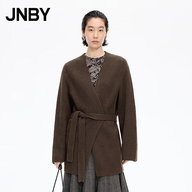 JNBY Women's V-Neck Wool Blend Long Sleeve Sweater