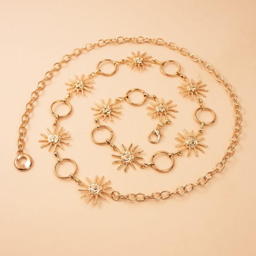 Vintage Woman Chain Belt Gold Dress Cummerbands All-match Punk Waistbands  Clothing Accessories