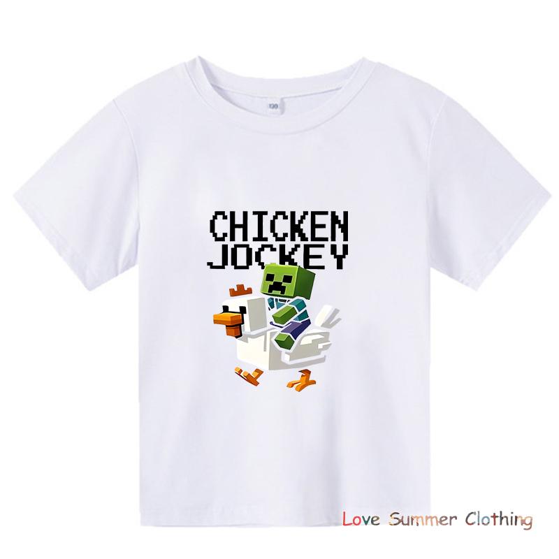 Minecraft Chicken Jockey Hoodie für Jungen Mädchen Alter 4-14 HD-Druck 100% Polyester Gamer Pullover Lässiges Kinder-Sweatshirt Herbst Viele Farben Mengenrabatt