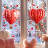 Hot Air Balloon Window Cling Happy Valentine's Day Heart Shape Balloon Static Glass Sticker Waterproof Wedding Holiday Party Window Decoration Decal