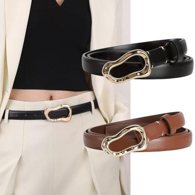 Women'S Simple Thin Belt Casual High Sense Irregular Button Head Slim Pants Belt Women