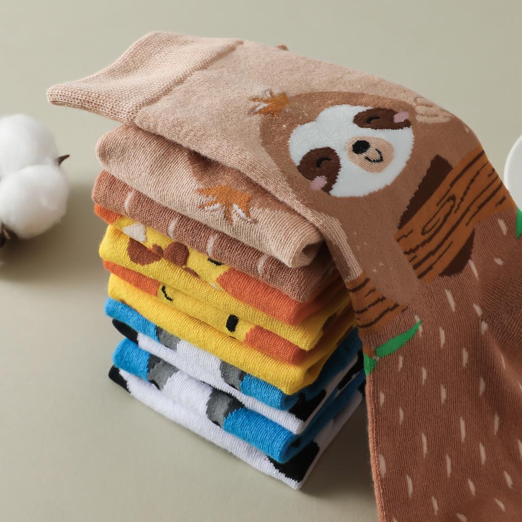 3 Pairs Women's Socks Koala Giraffe Cow Animal Pattern Cartoon Cute Socks Street Comfort Breathable Female Crew Socks Lot