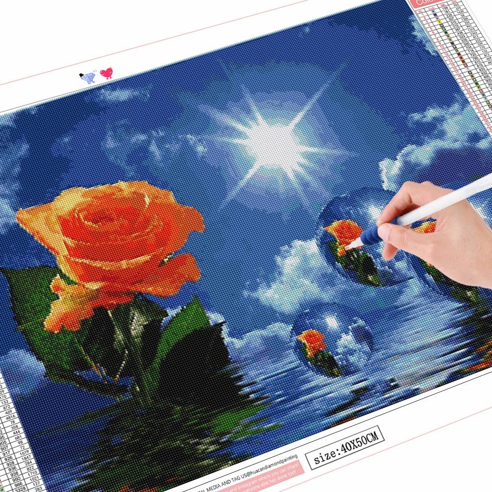 Diamond Embroidery Rose Full Square New Arrival 3D DIY Diamond Painting Landscape Seaside Picture Of Rhinestone Wall Art