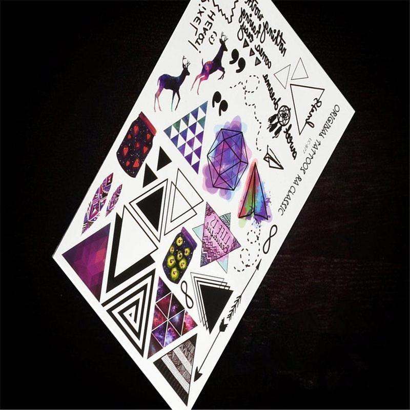 2Pcs/Set Geometric Temporary Tattoos Body Arm Leg Waterproof Flash Tattoo Stickers