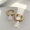 Vintage Transparent Green Natural Stones Teardrop Dangle Earrings for Women Simple Stainless Steel 18K Gold Plated Hoops Huggies
