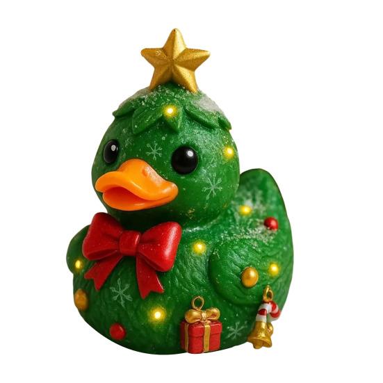 Christmas Duck Figurine Gingerbread Christmas Tree Duck Ornament Desktop Candy Cane Duck Statue