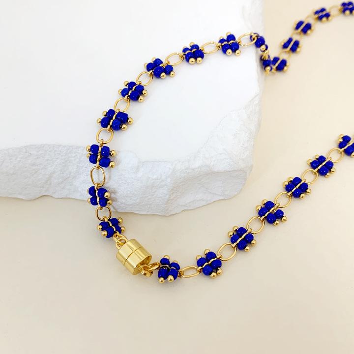 

2023 Летнее кружевное колье из черного камня ручной работы - Короткая цепочка для ключицы синий