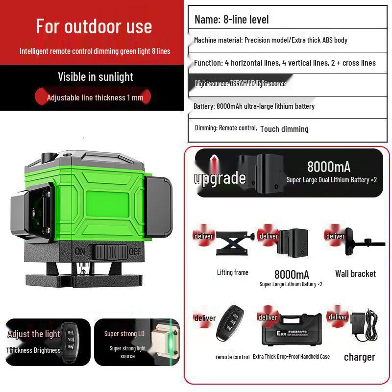 High Precision 16-Line Infrared Laser Level with Blue Light for Wall Marking