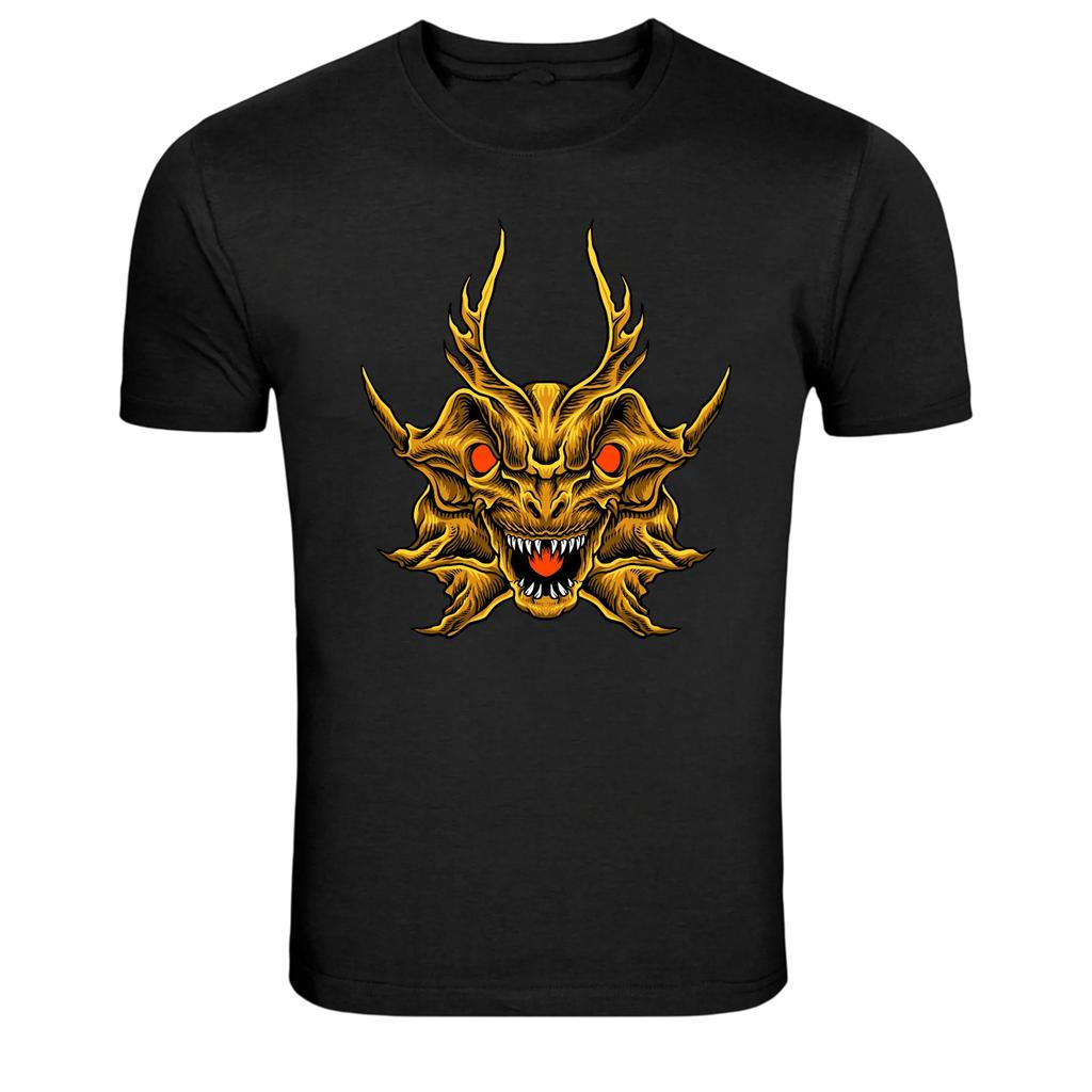 Demon Dragon Mask Graphic T-Shirt Japanese Oni Monster Dark Art Tee