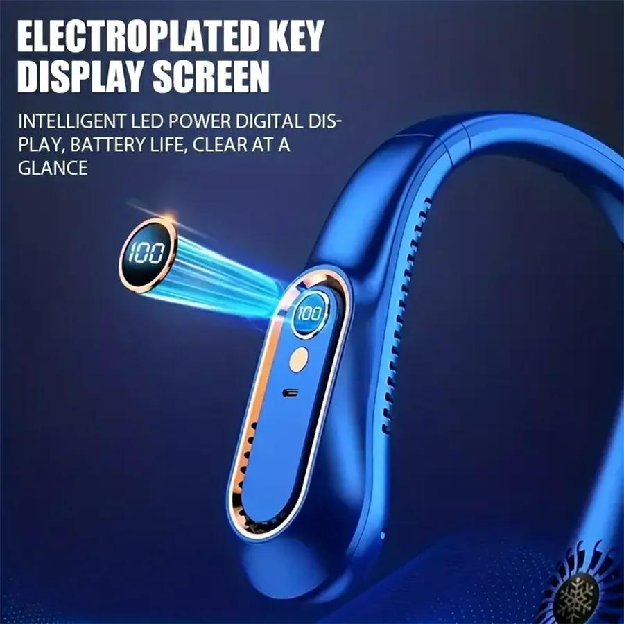 2026 New Best Sellers Wearable Neck Fan Portable Air Conditioner Bladeless Neck Fan Air Cooler 5 Gears and LED Display Screen