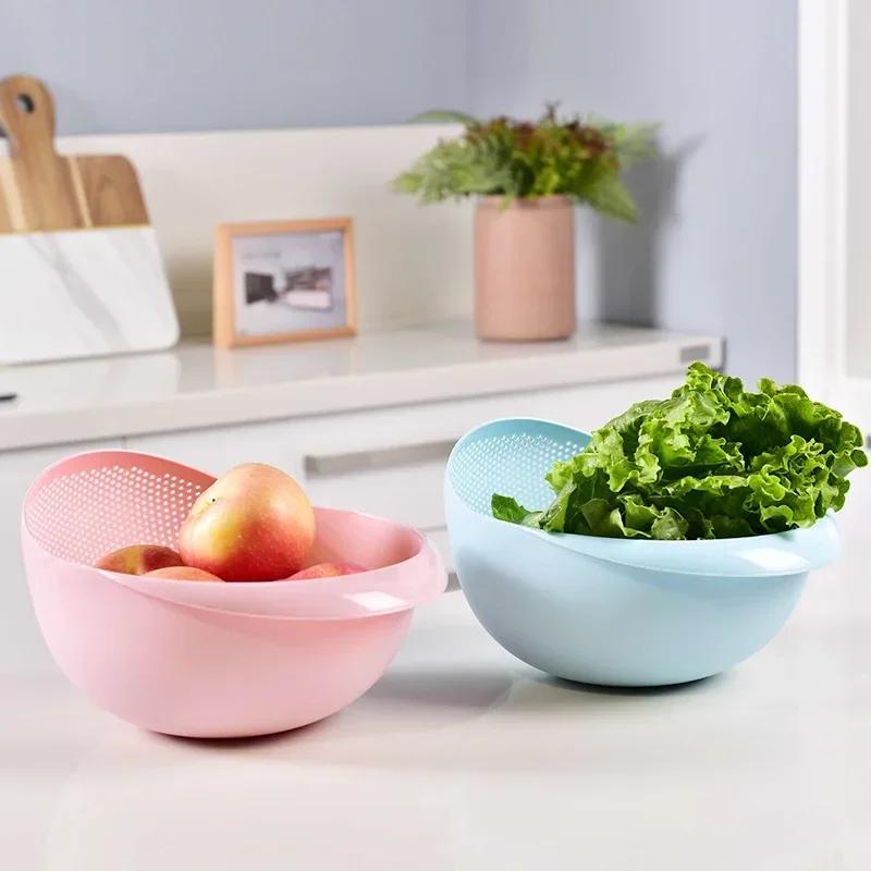 Setaccio per riso Colino in plastica Cestino di scarico da cucina con manici Ciotola di riso Colino Cestino Scarico lavello Utensili da cucina